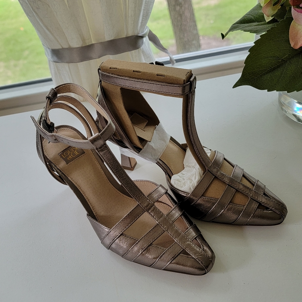Louise et Cie strappy pewter heels